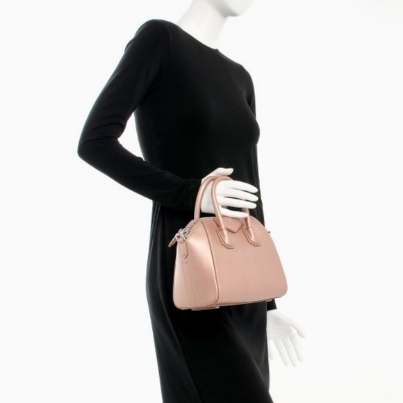 Givenchy Metallic Sugar Goatskin Mini Antigona Rose Gold Light Pink - Picture 9 of 16